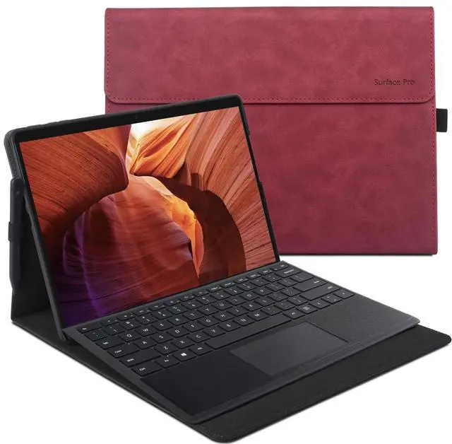 Main image of xisiciao Protective Case for Microsoft Surface Pro 9/10/ 11th Edition AI PC 2024 13" Shell Compatible with Keyboard Cover Ultral Thin & Light Heat Dissipation Design (Burgundy)