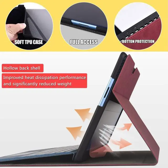 Alt view image 4 of 5 - xisiciao Protective Case for Microsoft Surface Pro 9/10/ 11th Edition AI PC 2024 13" Shell Compatible with Keyboard Cover Ultral Thin & Light Heat Dissipation Design (Burgundy)