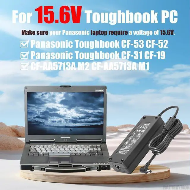 Alt view image 4 of 5 - 15.6V 7.05A 110W AC Adapter Charger for Panasonic-Toughbook FZ-55 CF-54 CF-54C CF-53 CF-52 CF-52R CF-33 CF-31 CF-19 CF-D1 CF-AA5713A M2 CF-AA5713A M1 Toughbook Laptop Power Cord