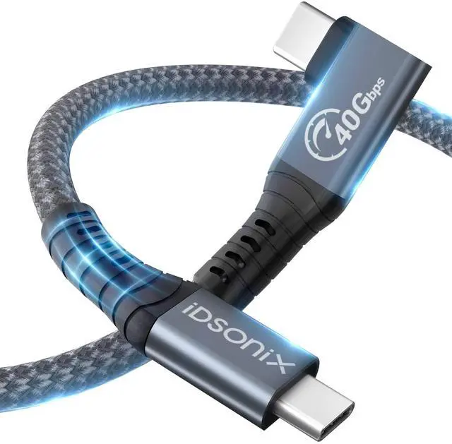 Main image of iDsonix USB 4 Cable[USB-IF Certification] Compatible Thunderbolt 4 Cable 90 Degree 6.6Ft with 40Gbps Data Transfer, 8K@60Hz/Dual 4K Display, PD100W Charging for MacBook, iPad Pro, Mac Mini, Laptop SSD