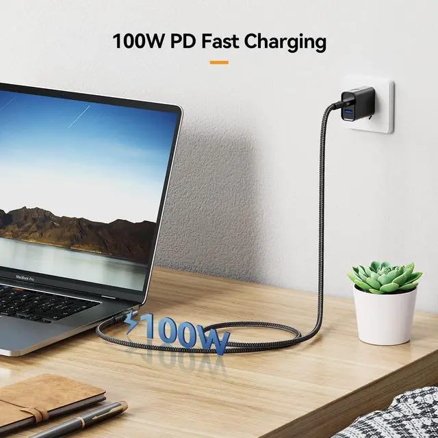 Alt view image 4 of 5 - iDsonix USB 4 Cable[USB-IF Certification] Compatible Thunderbolt 4 Cable 90 Degree 6.6Ft with 40Gbps Data Transfer, 8K@60Hz/Dual 4K Display, PD100W Charging for MacBook, iPad Pro, Mac Mini, Laptop SSD