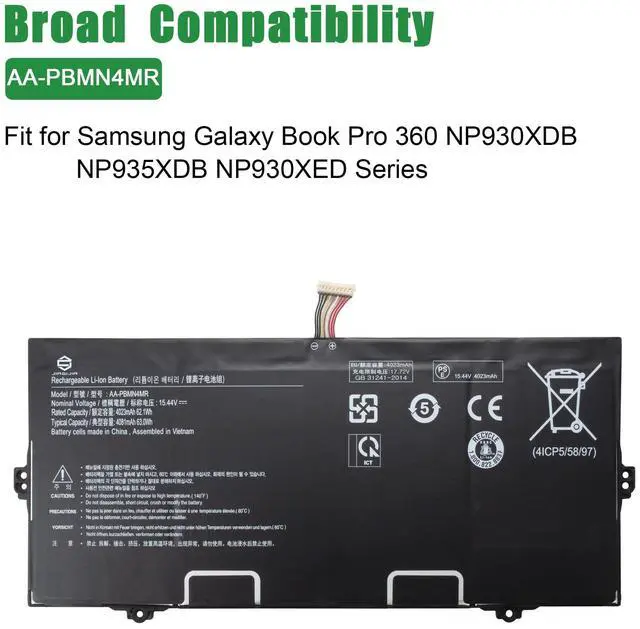 Alt view image 4 of 5 - JIAZIJIA AA-PBMN4MR Laptop Battery Replacement for Samsung Galaxy Book Pro 360 NP930XDB NP935XDB NP930XED Series Notebook Black 15.44V 63.0Wh 4081mAh