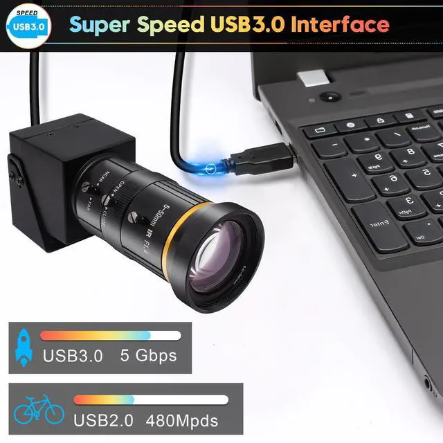 Alt view image 3 of 5 - SVPRO HDMI USB Camera 4K 60fps USB3.0 Streaming Webcam with Zoom 5-50mm Telephoto Lens,10X Optical Zoom Industrial Microscope Camera H.264 Video Camera for Computer,Raspberry Pi,Monitor