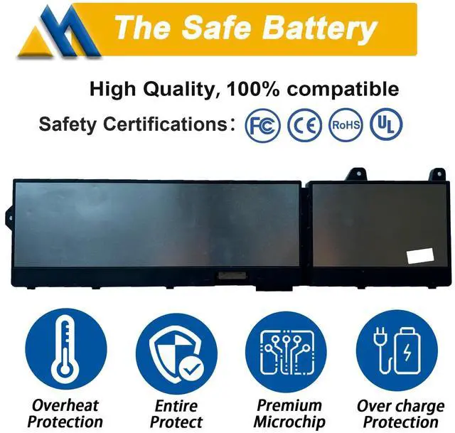 Alt view image 3 of 5 - Mobik 93Wh X9FTM Laptop Battery Compatible with Dell Precision 7770 7670 7680 7780 Series Notebook 0X9FTM 965V4 0965V4 5JMD8 05JMD8 RCVVT 0NWDC0 0X26RT 11.55V 7650mAh