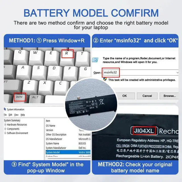 Alt view image 4 of 5 - JOTACT JI04XL HSTNN-UB7E Laptop Battery Compatible with Hp Elite X2 1012 G2 G2-1LV76EA Series 901247-885 901307-541 HSN-107C HSTNN-DB81 HSTNN-UB7E JI04047XL 7.7V 47.04Wh/6110mAh 4 cell