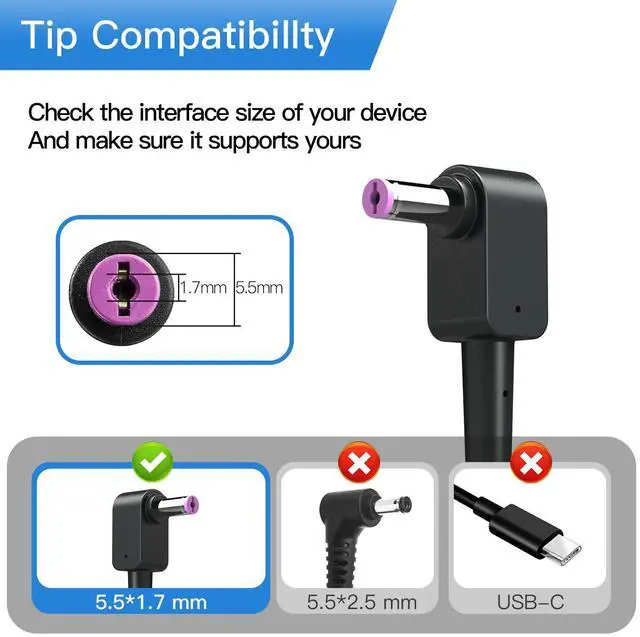 Alt view image 4 of 5 - 135W AC Charger Fit for Acer Nitro V15 V14 V16ANV15 ANV14 ANV16Nitro 5 AN515-52 AN515-43 AN517-51 N18C4 ADP-135K ADP-135KB T Laptop Adapter Power Supply Cord5,5 * 1,7mm
