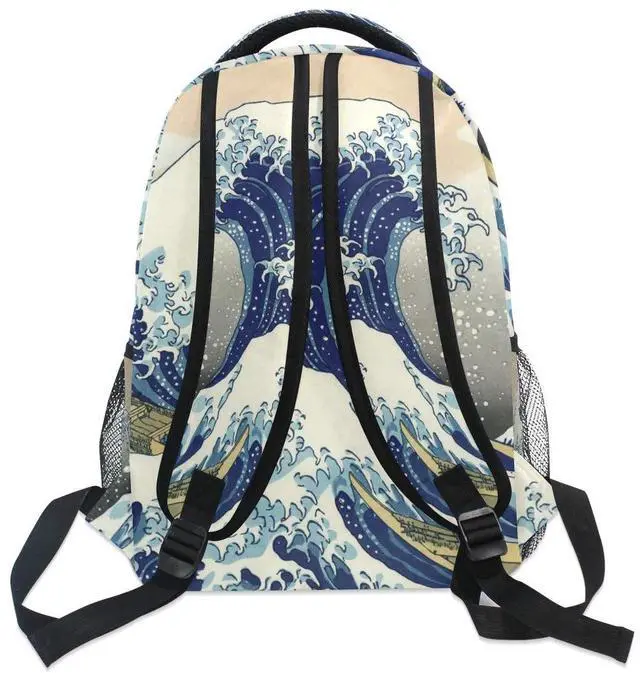 Alt view image 2 of 5 - WIHVE School Backpack Great Wave Kanagawa Bookbag Travel Ruckack One_Size