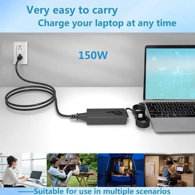 Alt view image 5 of 5 - 150W Charger for Asus TUF Gaming A15-FA506 A17-FA706 FX505DT FX505GT FX705GT,Laptop Charger Asus 150w ROG Strix G531GD G531GT G731GT,ADP-150CH B A18-150P1A