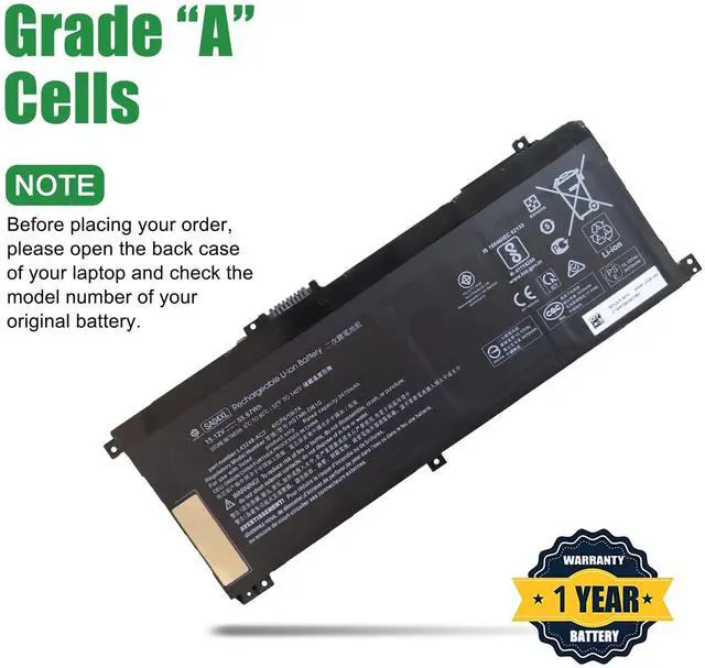 Alt view image 4 of 5 - JIAZIJIA SA04XL Laptop Battery Replacement for Hp Envy X360 15-DR 15-DR0010TX Series HSTNN-OB1G L43248-AC2 L43267-005 HSTNN-LB8O L43248-421 824561-001 HSTNN-UB7U L43248-541 15.12V 55.67Wh 3470mAh