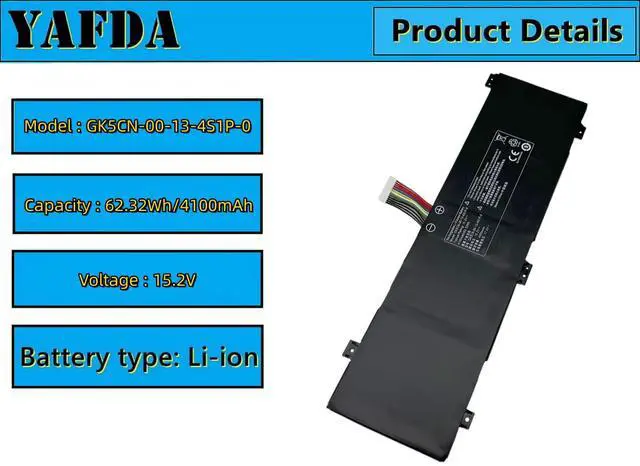 Alt view image 3 of 5 - Yafda GK5CN-00-13-4S1P-0 Laptop Battery Replacement for Medion Erazer X6805 Maingear Vector 15 Schenker XMG Neo 15 Core 17 Comet Lake Getac Tongfang GK5CQ7Z GK5CN6Z GK5CN5Z GK5CN4Z GK6Z5CN GK7CN6S