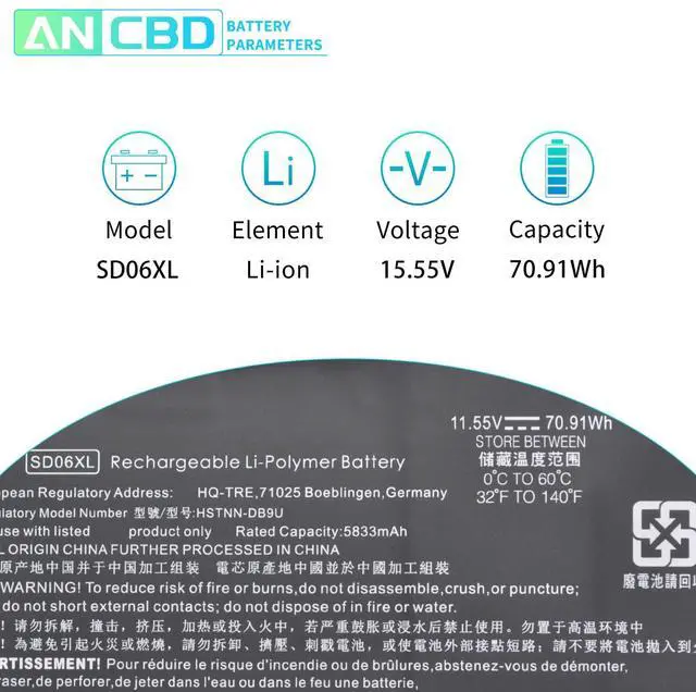 Alt view image 2 of 5 - ANCBD SD06XL Battery for HP Omen 15-EK 15-EK0000 15-EN 15-EN0000 15-EK0XXX EK0008CA 5-EK0013DX 15-EK0023DX 15-EK0007MS 15-EK0071NG 15-EK0001TX 15-EK0011TX SD06 L84392-005 HSTNN-089U 15.55V/70.91Wh