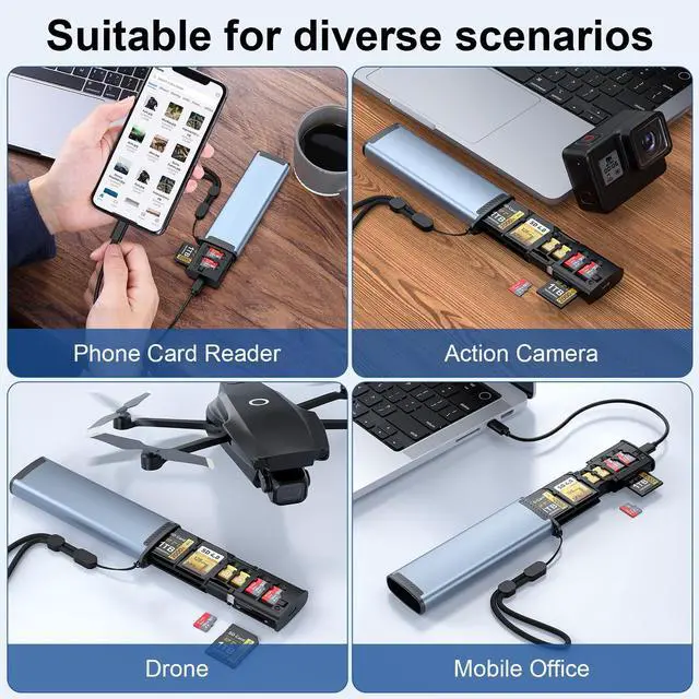 Alt view image 5 of 5 - MTAKYA SD Card Holder Case with High-Speed USB 3.1 Type-C SD/TF Card Reader, SD Card Reader for iPhone, Android, Trail Cameras and Drones Plug and Play Micro SD Card Reader Adapter