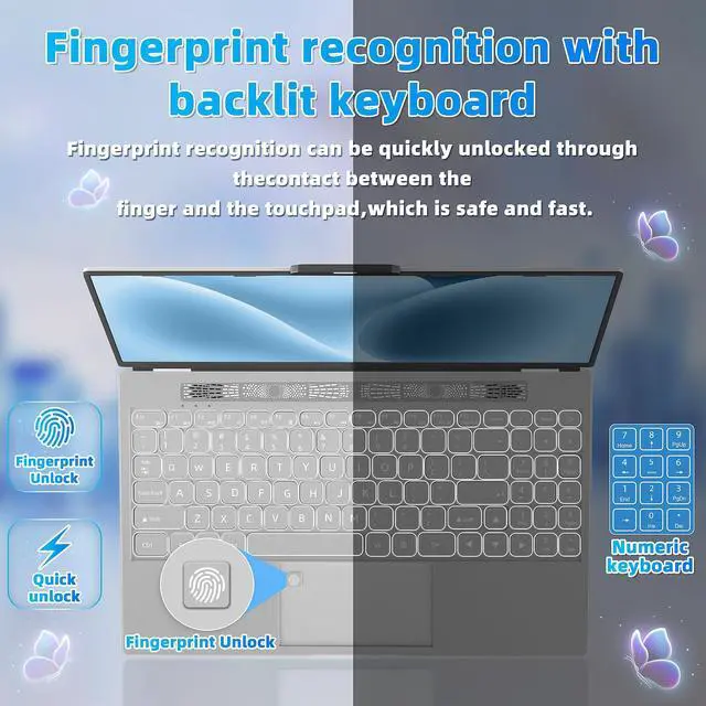 Alt view image 5 of 5 - ZWYING [(Win 11 &Office 2019)]  15.6'' High-Speed Celeron N5105 Quad Core Processor Laptop Full HD IPS Screen 16GB RAM 256GB SSD Notebook 180degOpening and Closing Dual Band WiFi,Silver