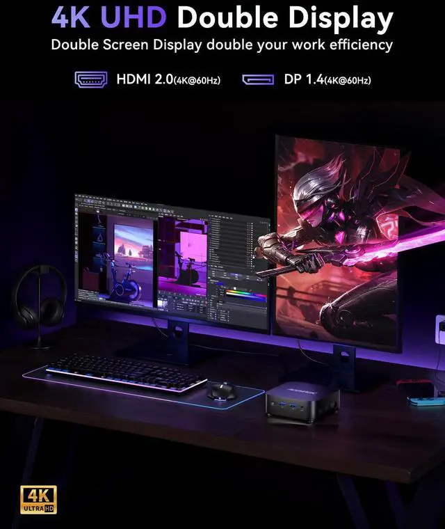 Alt view image 5 of 5 - ACEMAGICIAN Vista V1 Mini Pc Computers, 12Th Gen Intel N95 (Beat N100, Up to 3.4Ghz), 16GB DDR4 RAM 512GB SSD Mini Computer, UHD 4K HDMI DP, Dual WiFi/Bt, Gigabit Ethernet Vesa, Home/Office Micro Pc