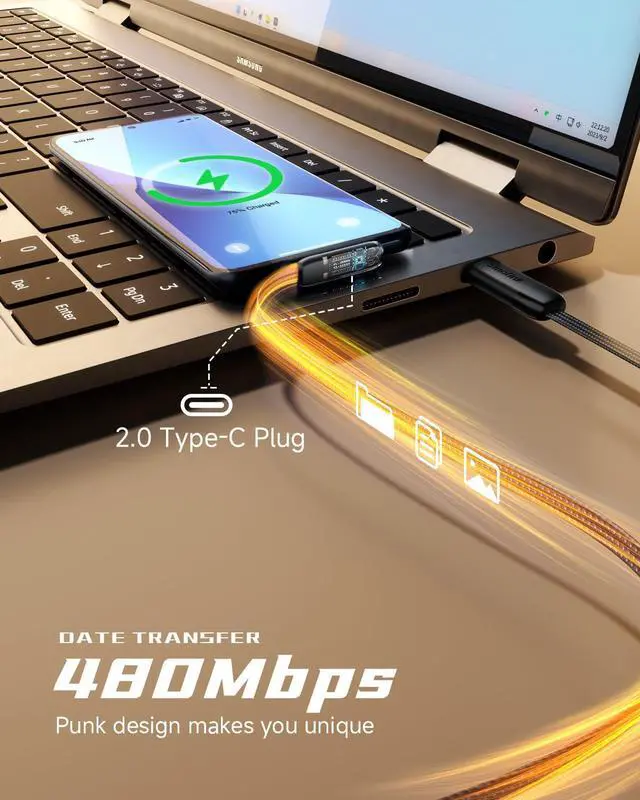 Alt view image 4 of 5 - Smolink Right Angle USB C Cable, C to C Cable Fast Charging 100W (6FT+10FT), Flat Nylon Braided Type C Port 90 Degree USB C Cable for iPhone 16/15 Series MacBook Galaxy S24/S23/S22, iPad Pro, Black