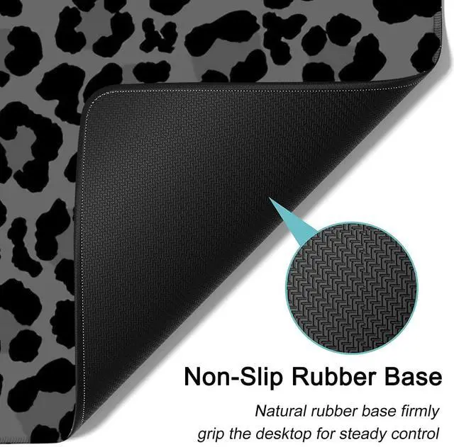 Alt view image 4 of 5 - Ergonomic Keyboard Wrist Rest and Large Gaming Mouse Pad with Non-Slip Base, for Home Laptop Office Desk Pad,31.5x11.8 Big Desk Mat Black Leopard Print Pattern Mouse Pad with Wrist Supprot
