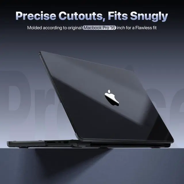 Alt view image 2 of 5 - Soonjet for MacBook Pro 16 inch Case M4 2024-2021 M3 M2 M1 Pro/Max [100% Clear, Refined Black] Protective Hard Shell Case Laptop Cover - Crystal Black