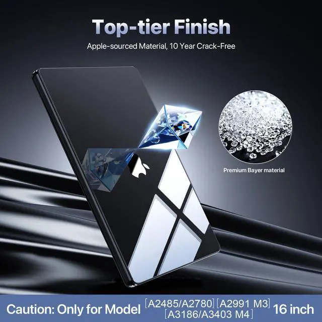 Alt view image 5 of 5 - Soonjet for MacBook Pro 16 inch Case M4 2024-2021 M3 M2 M1 Pro/Max [100% Clear, Refined Black] Protective Hard Shell Case Laptop Cover - Crystal Black