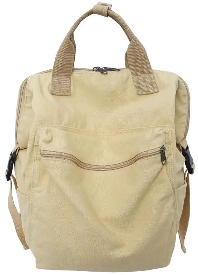 Main image of Sumleno Aesthetic Canvas Backpack for Women Men 15.6 Laptop Backpack Vintage College Backpacks Travel Rucksack Casual Daypack (Beige,One Size)