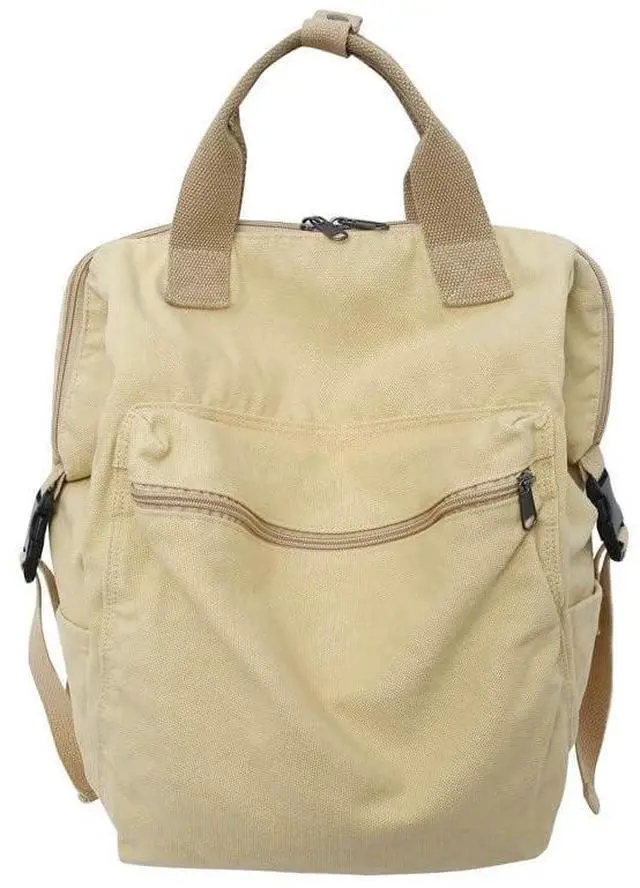 Alt view image 2 of 5 - Sumleno Aesthetic Canvas Backpack for Women Men 15.6 Laptop Backpack Vintage College Backpacks Travel Rucksack Casual Daypack (Beige,One Size)