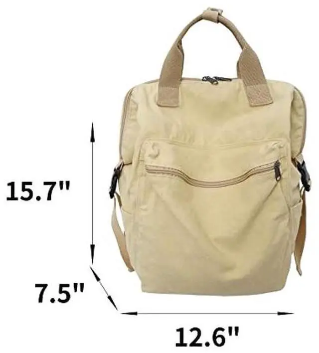 Alt view image 3 of 5 - Sumleno Aesthetic Canvas Backpack for Women Men 15.6 Laptop Backpack Vintage College Backpacks Travel Rucksack Casual Daypack (Beige,One Size)