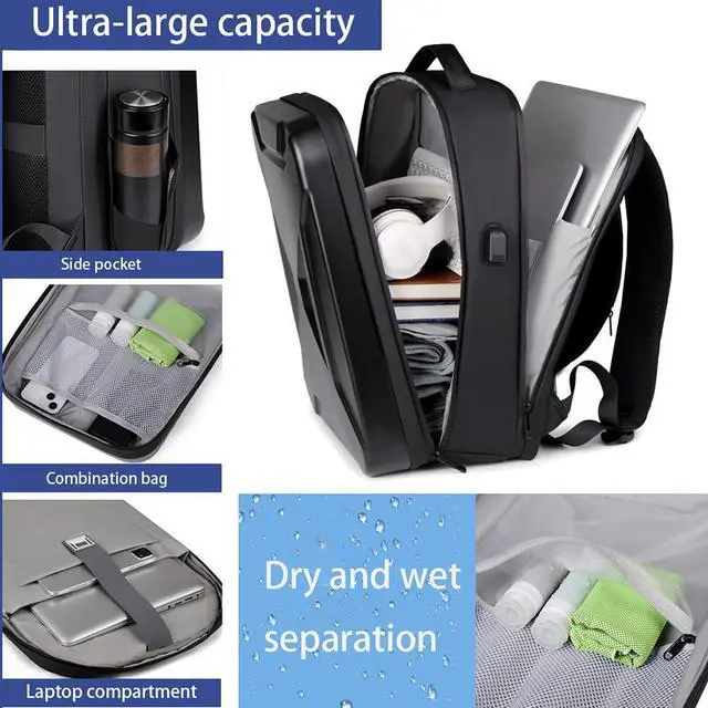 Alt view image 3 of 5 - Thortop Hard Shell Laptop Backpack,Waterproof Travel Business Computer Bag Fit 15.6Inch Gaming Bag with USB Charging Port (black)