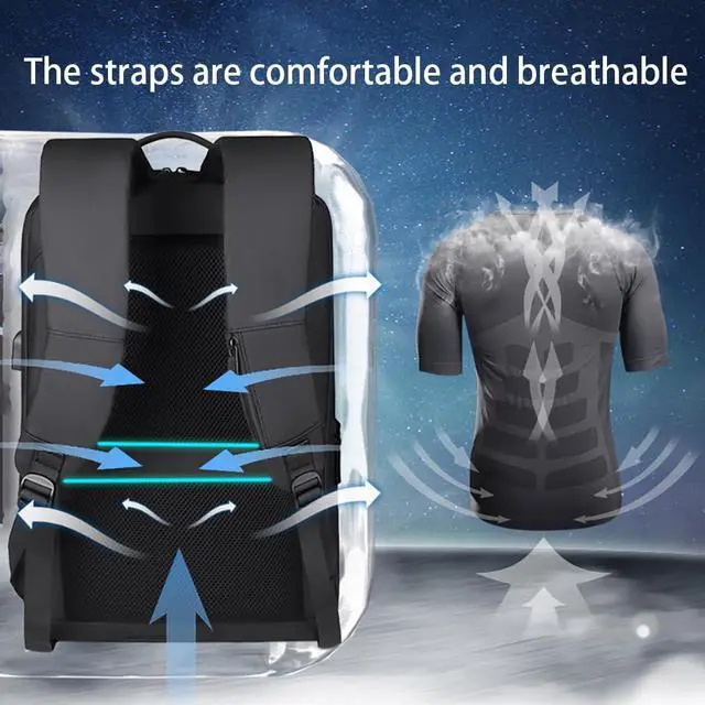 Alt view image 5 of 5 - Thortop Hard Shell Laptop Backpack,Waterproof Travel Business Computer Bag Fit 15.6Inch Gaming Bag with USB Charging Port (black)