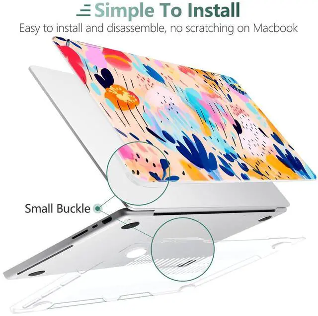 Alt view image 4 of 5 - TWOLSKOO Compatible with M4 MacBook Pro 14 inch Case 2024-2021 Release Chip Models M4 M3 M2 M1 Pro Max, Plastic Hard Shell & Keyboard Cover & Type C Adapter, & Screen Protector, Bright Abstract Floral