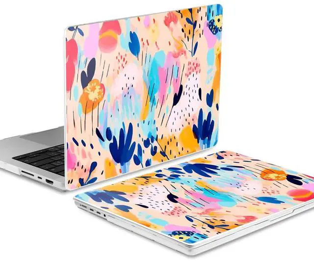 Alt view image 5 of 5 - TWOLSKOO Compatible with M4 MacBook Pro 14 inch Case 2024-2021 Release Chip Models M4 M3 M2 M1 Pro Max, Plastic Hard Shell & Keyboard Cover & Type C Adapter, & Screen Protector, Bright Abstract Floral