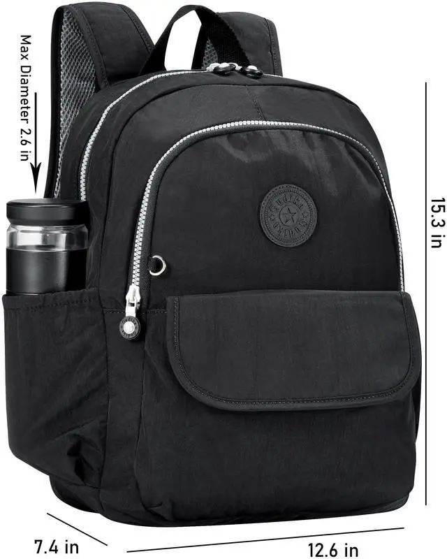 Alt view image 2 of 5 - Vendra Moka Compact Hiking Nylon Waterproof Laptop Backpack Purse for Women and Men, Small Lightweight Travel Casual Outdoor Dayback