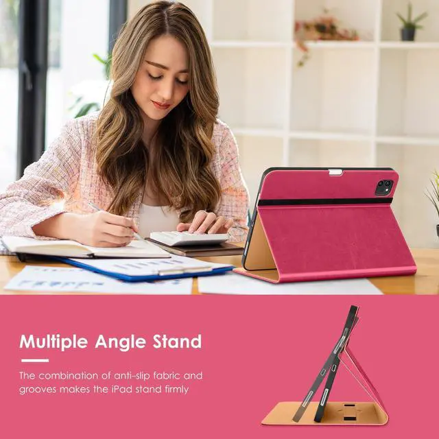 Alt view image 4 of 5 - VIKESI Case for iPad Air 13 inch (M3) 2025 / (M2) 2024,Premium Leather Folio,Apple Pencil Holder,Auto Sleep/Wake,Stand Cover - Peach