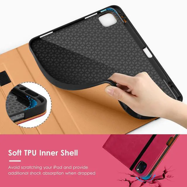 Alt view image 3 of 5 - VIKESI Case for iPad Air 13 inch (M3) 2025 / (M2) 2024,Premium Leather Folio,Apple Pencil Holder,Auto Sleep/Wake,Stand Cover - Peach
