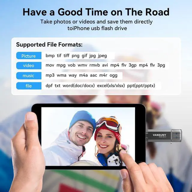Alt view image 5 of 5 - Vansuny 256GB Type C Flash Drive Upgraded 450MB/s USB 3.2 High Speed Flash Drive 2 in 1 OTG USB A + Type C Dual Thumb Drive with Keychain for Android