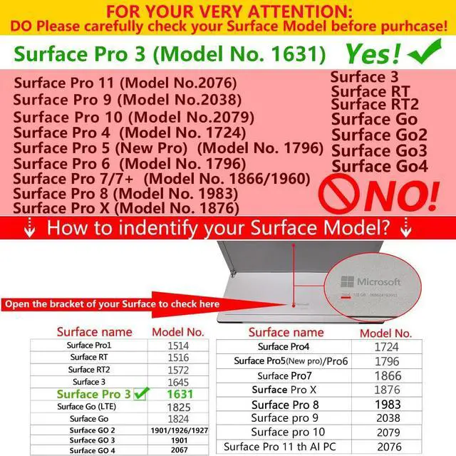 Alt view image 2 of 5 - Protective Case for Microsoft Surface Pro 3 Model 1631 Compatible with Keyboard Cover Ultral Thin & Light Heat Dissipation Design (Black Marble)