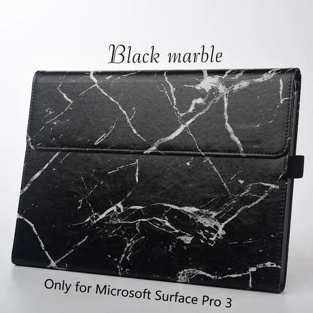 Alt view image 3 of 5 - Protective Case for Microsoft Surface Pro 3 Model 1631 Compatible with Keyboard Cover Ultral Thin & Light Heat Dissipation Design (Black Marble)