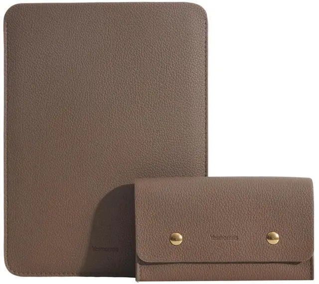 Main image of Yesmornsis PU Leather Padded Laptop Sleeve 16Inch Compatible with MacBook Pro 16, 15Inch Laptop Bag Compatible with MacBook Pro 15 with Charger Pouch Color Coffee