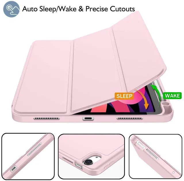 Alt view image 3 of 5 - ZryXal iPad Air 11 Inch Case M3 2025 / M2 2024, iPad Air Case 5th Generation/4th Generation 2022/2020 10.9 Inch [Support Touch ID and Auto Wake/Sleep](New Pink)