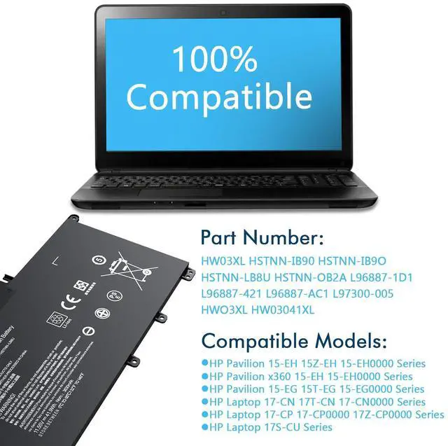 Alt view image 5 of 5 - BRTONG HSTNN-LB8U HW03XL Battery Replacement for HP Pavilion 15-EH 15-EG 15-eg0073cl 15-eg0048nr 15-eg0053cl 15-eg1025cl 15-eg1053cl 15-eg1073cl Series HSTNN-IB90 TPN-C131 L97300-005 HSTNN-OB2A