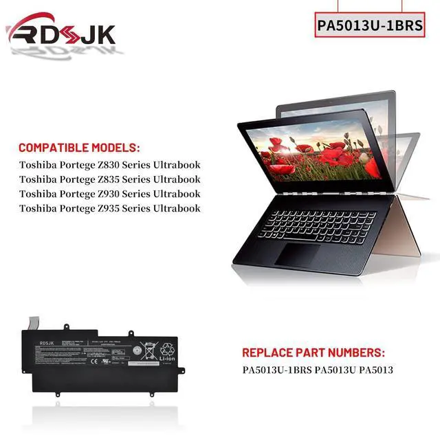 Alt view image 3 of 5 - PA5013U-1BRS Laptop Battery for Toshiba Portege Z830 Z830-10P Z830-BT8300 Z830-S8301 Z830-S8302 Z830-K08S Z835 Z835-P330 Z930 Z930-S9301 Z930-007 Z930-10M Z935 Z935-P300 Z935-P390 Series 14.8V 47Wh