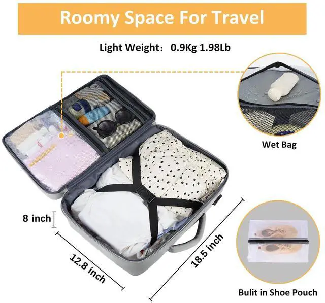 Alt view image 4 of 5 - Taygeer Carry On Backpack for Men Women, Travel Backpack with USB Charging Port & Shoe Pouch, Laptop Mochila 17.3inch Flight Approved, College Teacher Tote Bag for Business Travel, Grey