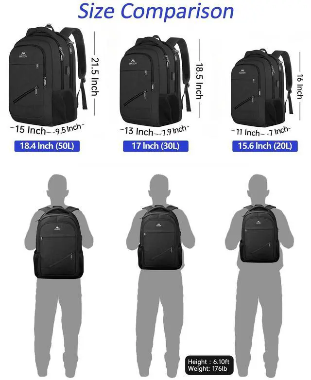 Alt view image 5 of 5 - MATEIN 15.6 Inch College Backpack, 20 L Airline Approved Laptop Computer Backpack with Multiple Organization Pockets, Water Resistant Personal Item Casual backpack for Men Women, Black