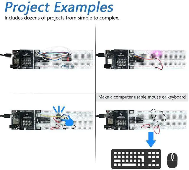 Alt view image 4 of 5 - Freenove Basic Starter Kit with Board V5 Rev4 WiFi (Compatible with Arduino IDE), Arm Cortex-M4 Microcontroller, Onboard ESP32-S3, 179-Page Detailed Tutorial, 140 Items, 34 Projects