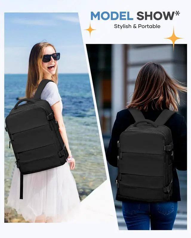 Alt view image 3 of 5 - coofay Travel Backpack For Women Men Airline Approved Carry On Backpack Flight Approved Waterproof Sports Luggage Backpack Casual Daypack Small Hiking Backpacks Black Backpacks