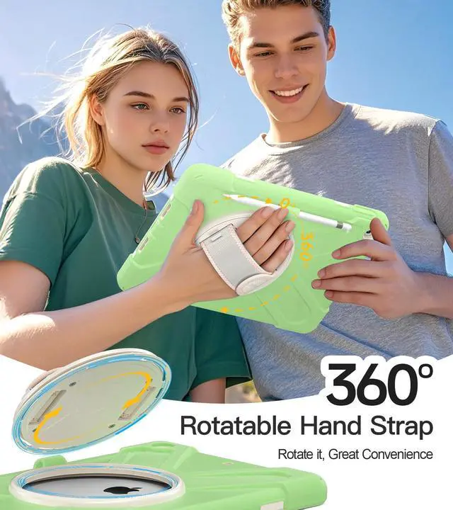 Alt view image 5 of 5 - BRAECN Case for ipad 9th/8th/7th Generation 10.2'' Heavy Duty Screen Protector 360° Rotating Stand Handle Pencil Holder Shockproof Drop Protection Shoulder/Hand Strap Durable Kids-Friendly