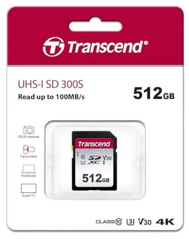 Alt view image 2 of 5 - Transcend 512GB SDXC Memory Card, Up to 100MB/s, UHS-I U3 V30, 4K UHD & Full HD, Class 10 High-Speed SD Card for Canon, Nikon, Sony, Pentax, Kodak, Olympus, Panasonic Digital Cameras