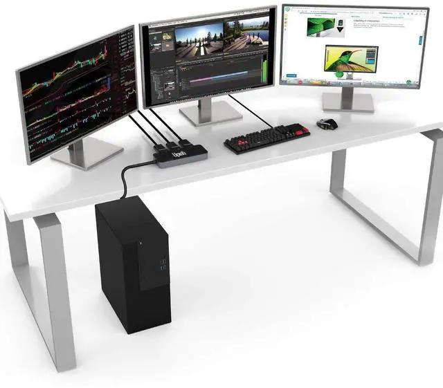 Alt view image 5 of 5 - 3-Port DisplayPort 1.4 MST Hub, Triple Monitor Splitter 4K HDR Adapter, DP to 3X DisplayPort Multi-Monitor Adapter for Windows PC and Laptops