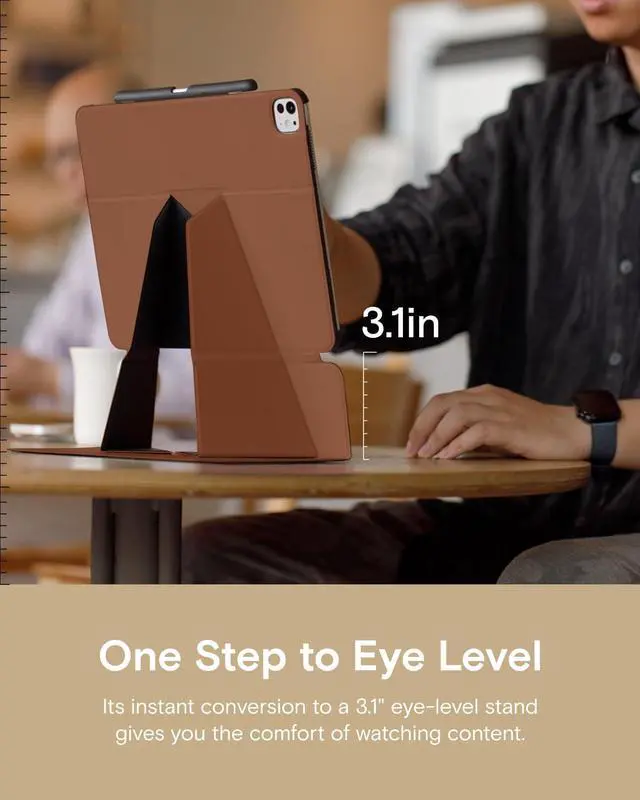 Alt view image 4 of 5 - MOFT Folio Case for iPad Air 13-inch M3/M2 (2025/2024) - Silm Stand Protective Case with Detachable Pencil Holder, Multi-Angle Viewing, MOVAS Leather Cover, Auto Sleep/Wake, Sienna Brown