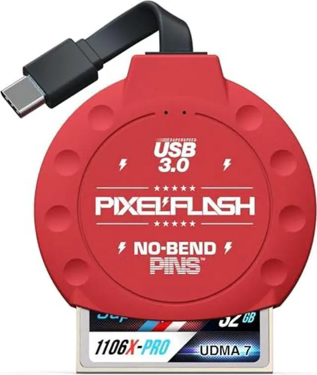Alt view image 2 of 5 - PixelFlash CF Card Reader USB C (Red) - Compact Flash Memory Card Reader with Cabled Type-C USB 3.1, 5GB/s File Transfer, No-Bend Pins Technology, Supports UDMA-7, Anti-Slip & Anti-Scratch Exterior