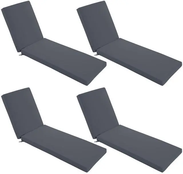 Main image of Summsun Chaise Lounge Cushions Outdoor Set of 4 - Waterproof and Fade Resistant Sun Lounger Replacement Cushions - Patio Lounger Pads with Removable Cover for Pool, Deck, 72 x 21 x 3 Inch, Dark Grey