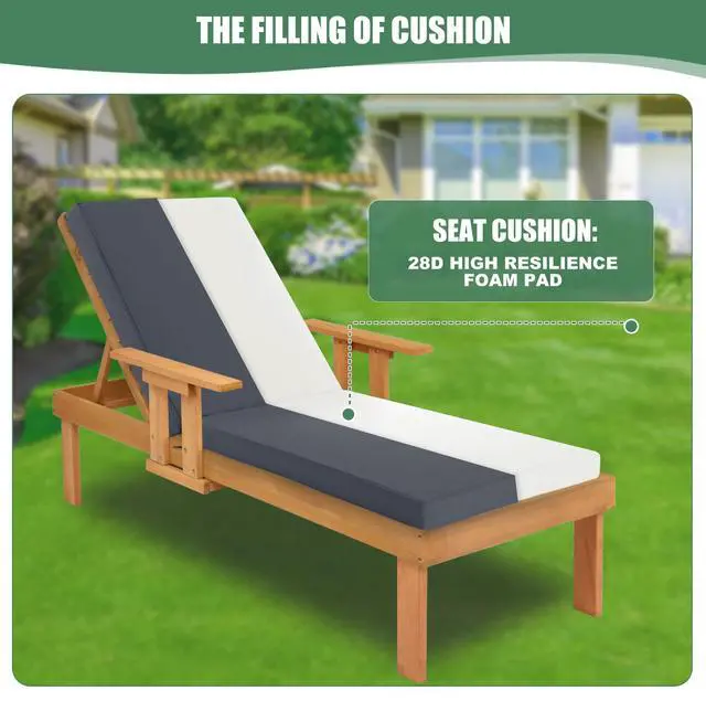 Alt view image 4 of 5 - Summsun Chaise Lounge Cushions Outdoor Set of 4 - Waterproof and Fade Resistant Sun Lounger Replacement Cushions - Patio Lounger Pads with Removable Cover for Pool, Deck, 72 x 21 x 3 Inch, Dark Grey